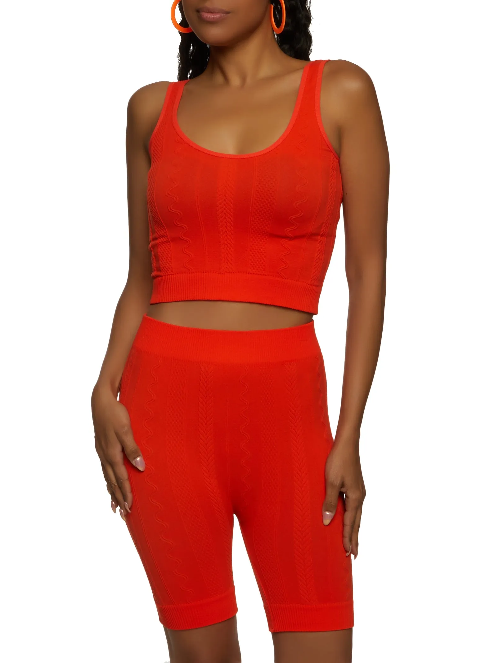 Seamless Cable Knit Tank Top and Biker Shorts sold by Rainbow