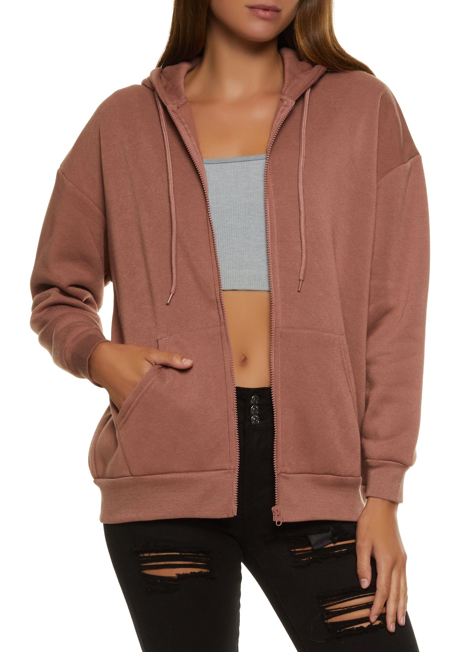Oversized Fleece Zip Up Hoodie sold by Rainbow