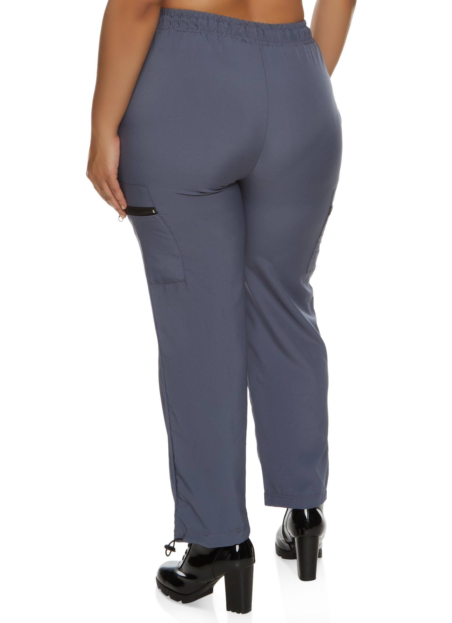 Plus Size Solid Zip Pocket Parachute Joggers sold by Rainbow product image thumbnail 2