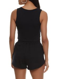 Rhinestone Lace Up Cropped Tank Top sold by Rainbow