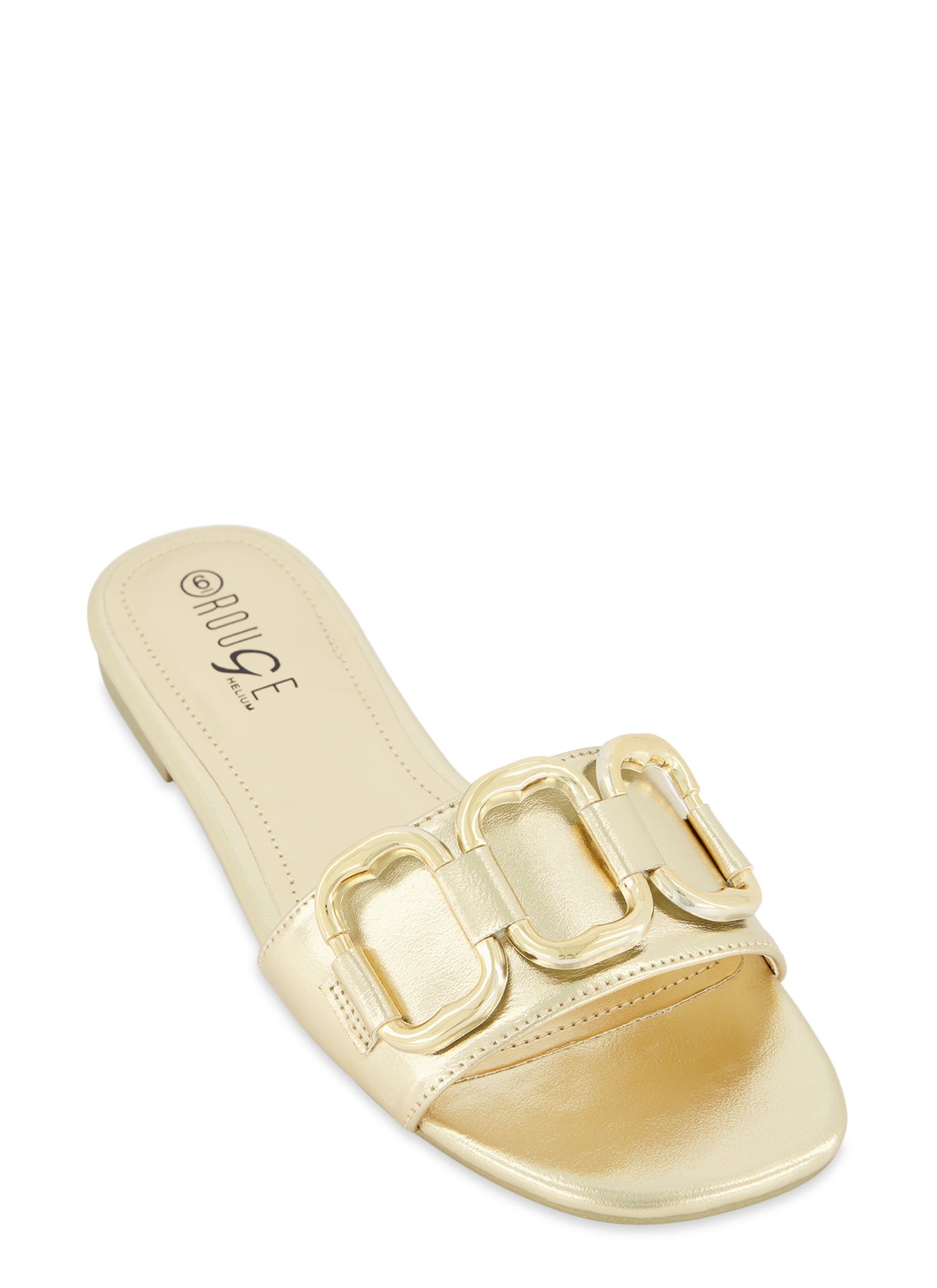 Metallic Ring Detail Slide Sandals sold by Rainbow