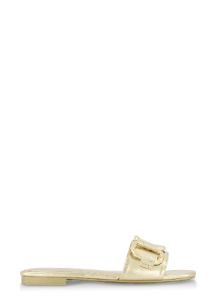 Metallic Ring Detail Slide Sandals sold by Rainbow