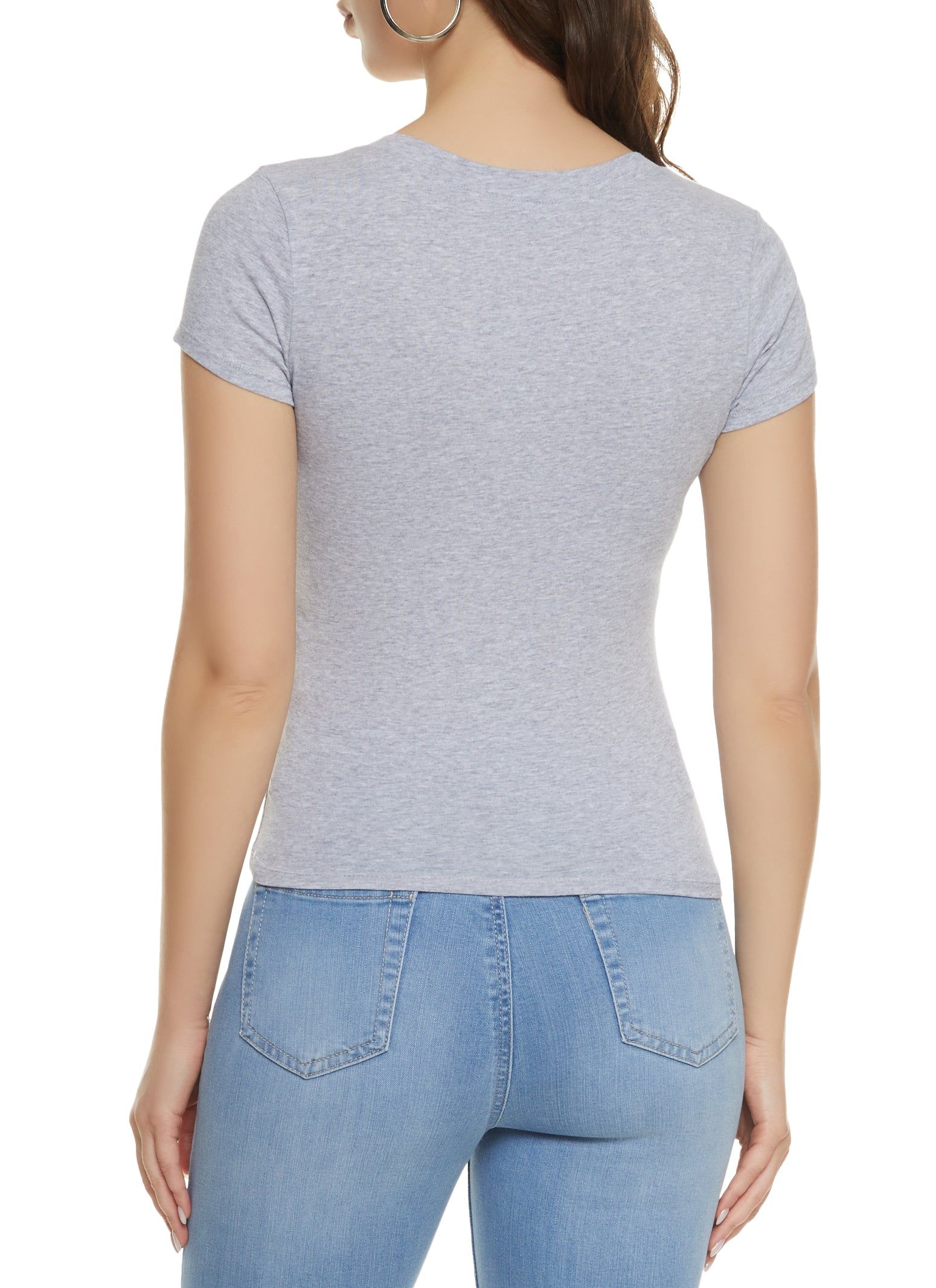 Solid V Neck Short Sleeve Tee sold by Rainbow product image thumbnail 2