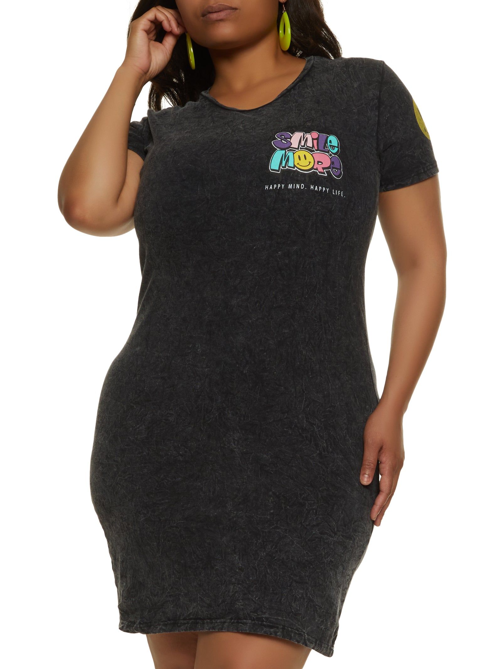 Plus Size Smile More T Shirt Dress sold by Rainbow
