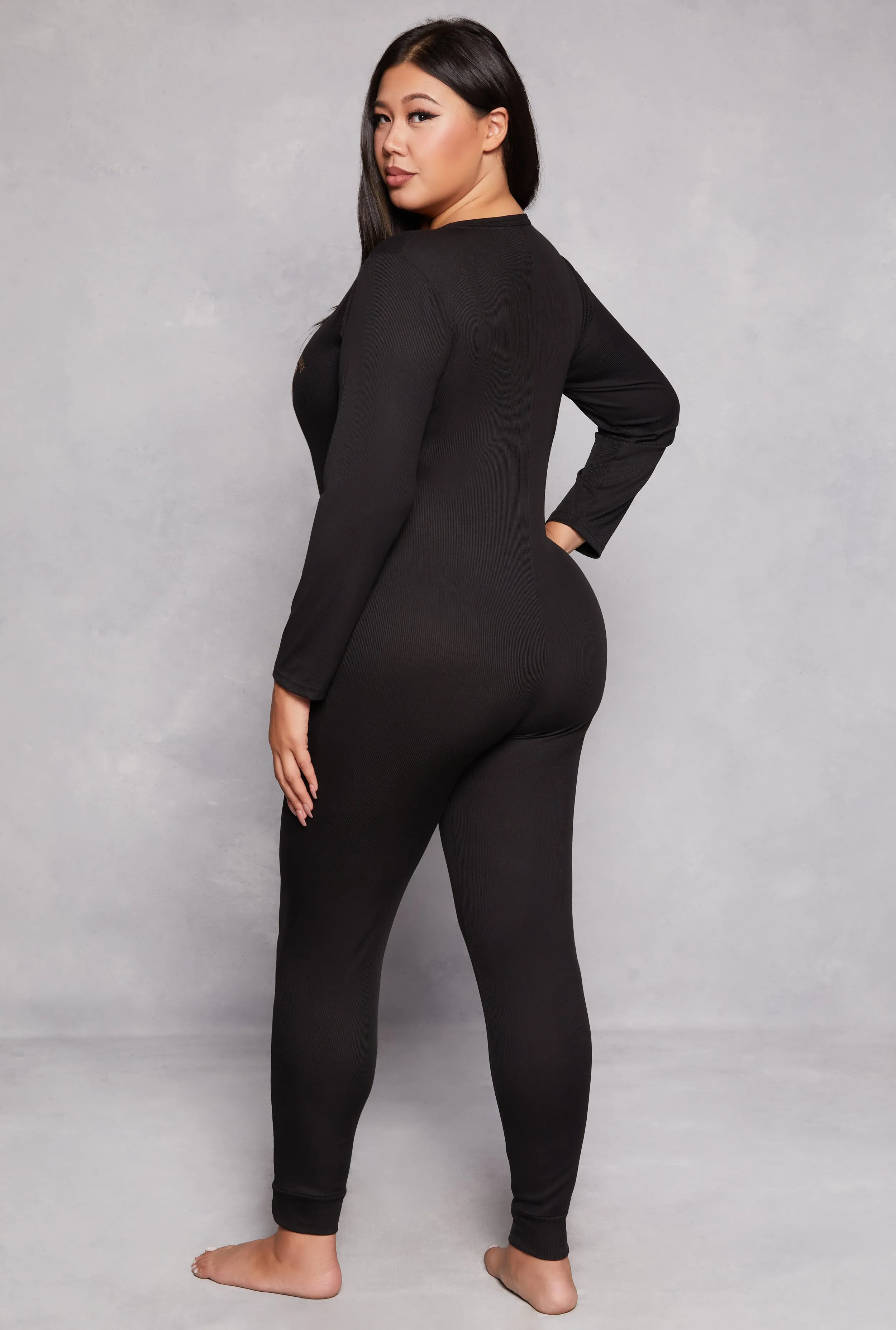 Plus Size Bearly Awake Embroidered Button Front Pajama Jumpsuit sold by Rainbow product image thumbnail 2