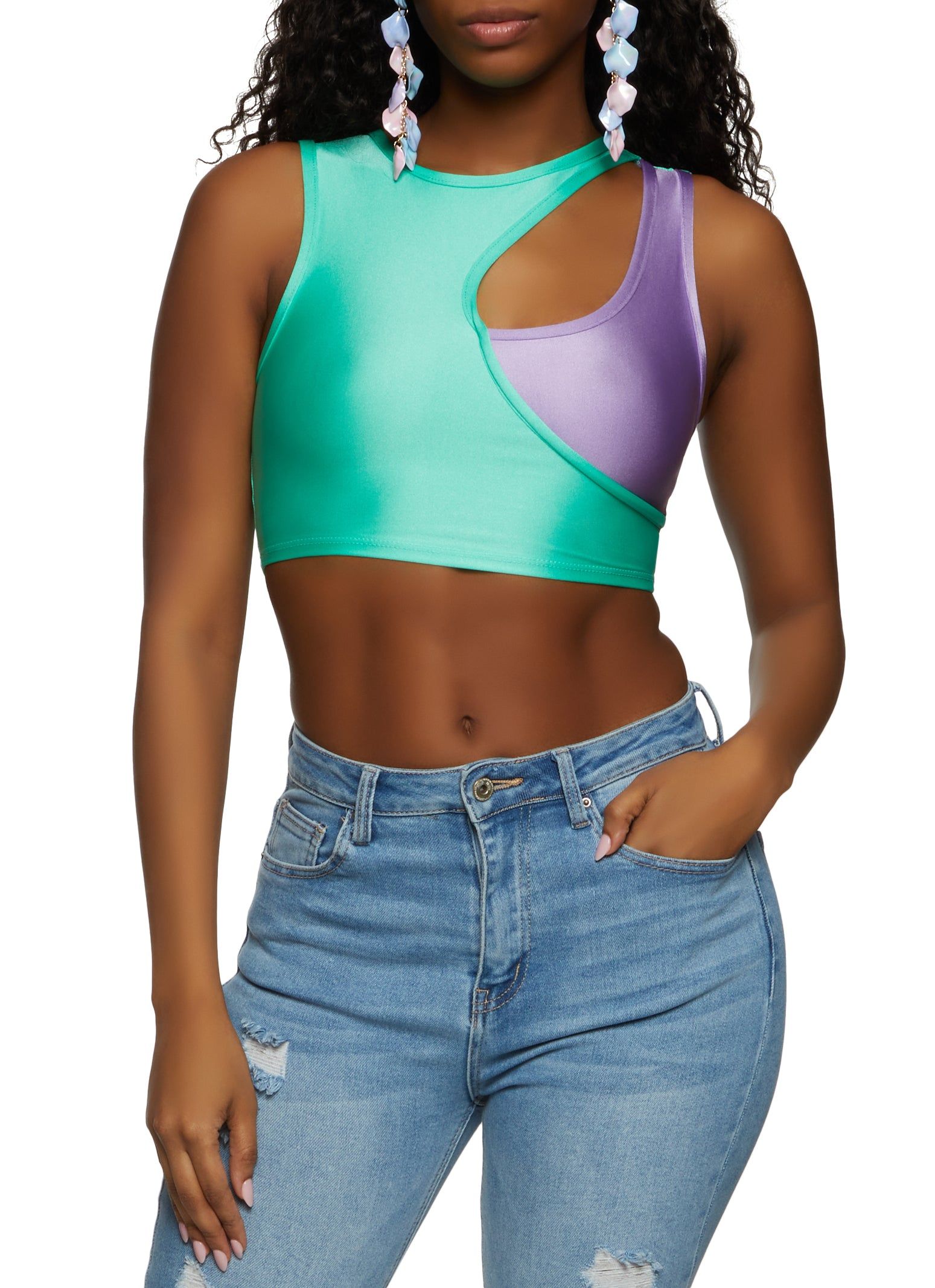 Layered Cut Out Tank Top sold by Rainbow