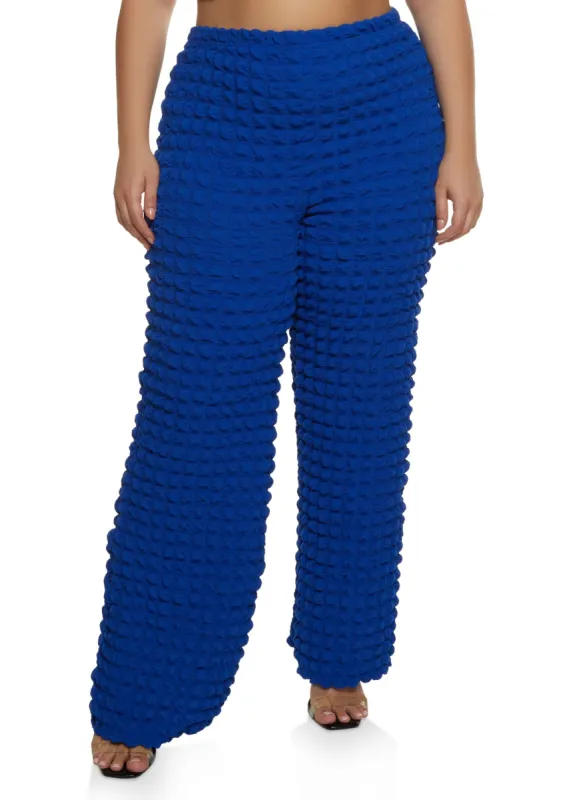 Plus Size Bubble Knit Wide Leg Pants sold by Rainbow