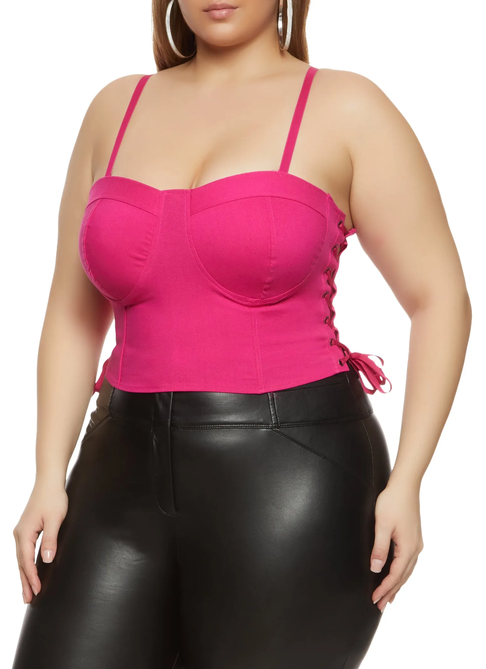 Plus Size Side Lace Up Bustier Top sold by Rainbow
