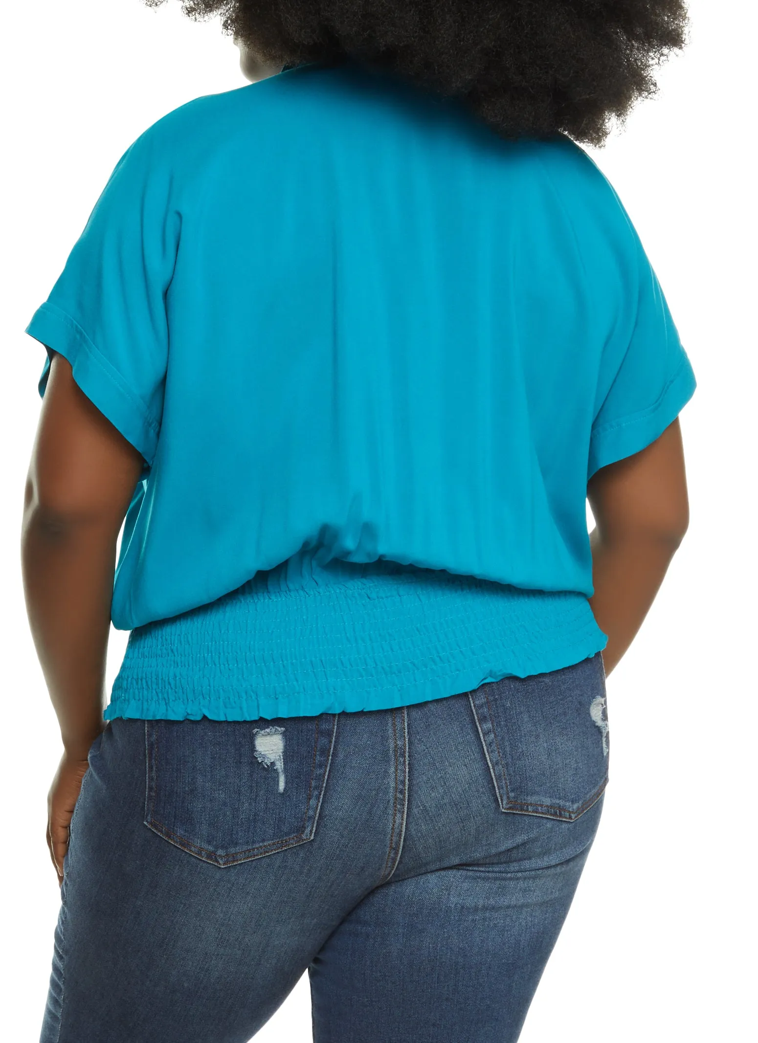 Plus Size Smocked Button Front Blouse sold by Rainbow product image thumbnail 2