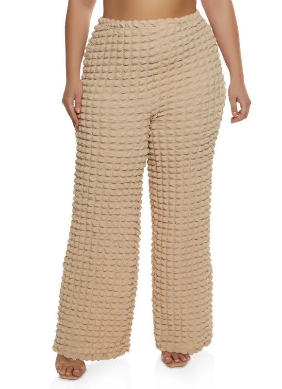 Plus Size Bubble Knit Wide Leg Pants sold by Rainbow