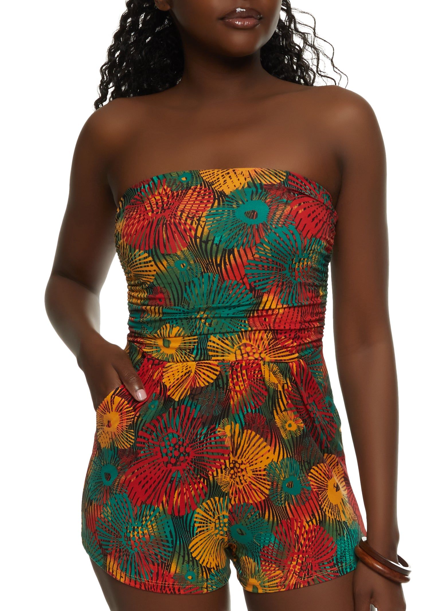 Floral Print Tube Romper sold by Rainbow