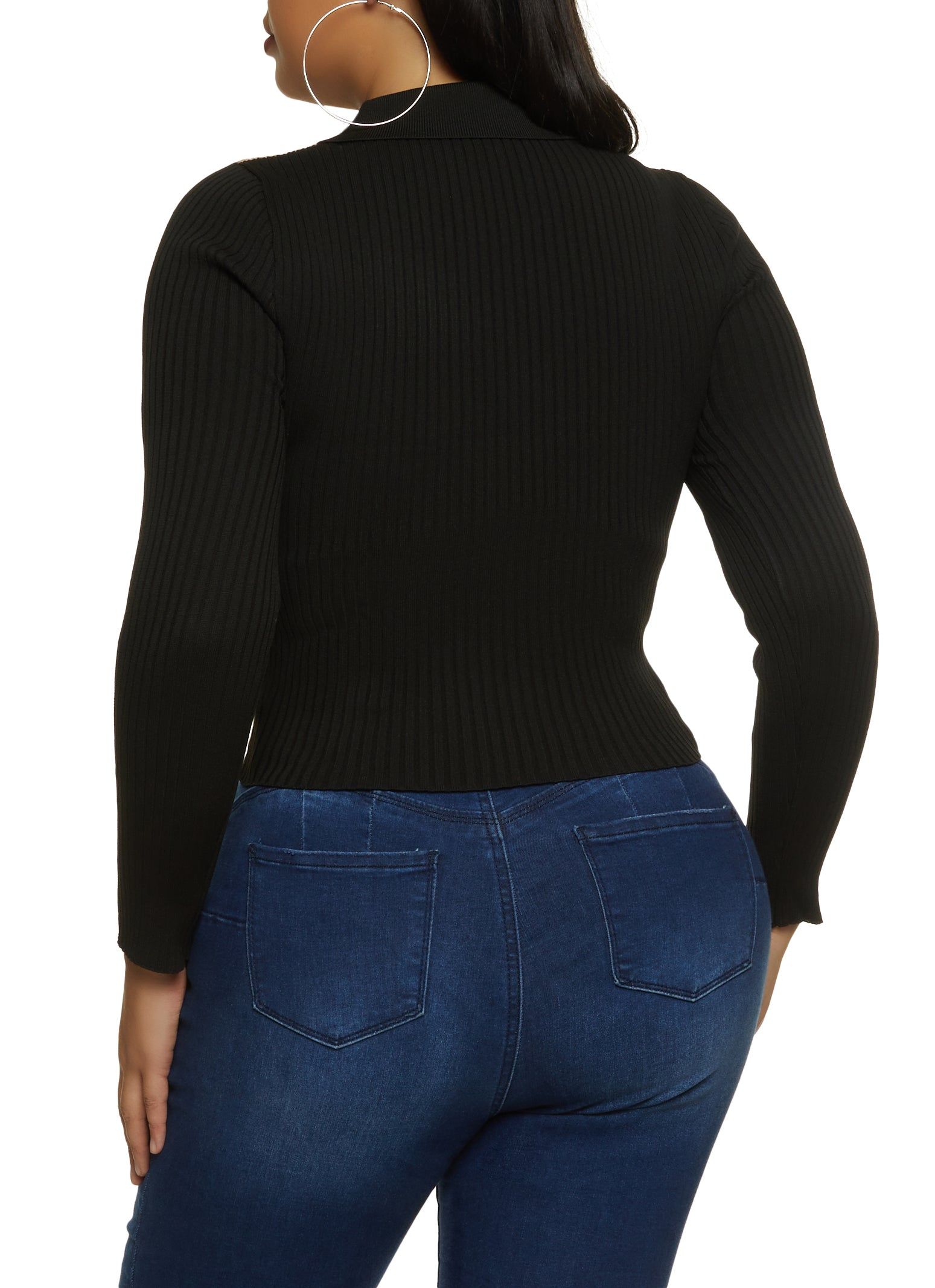 Plus Size Color Block Zip Front Crop Top sold by Rainbow product image thumbnail 2