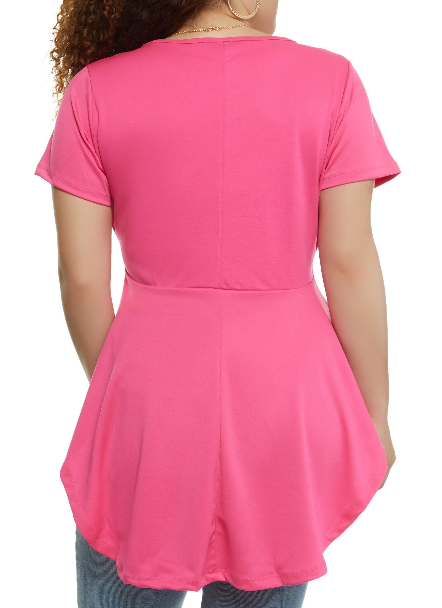 Plus Size Solid Ruffled Hem Top with Necklace sold by Rainbow product image thumbnail 2