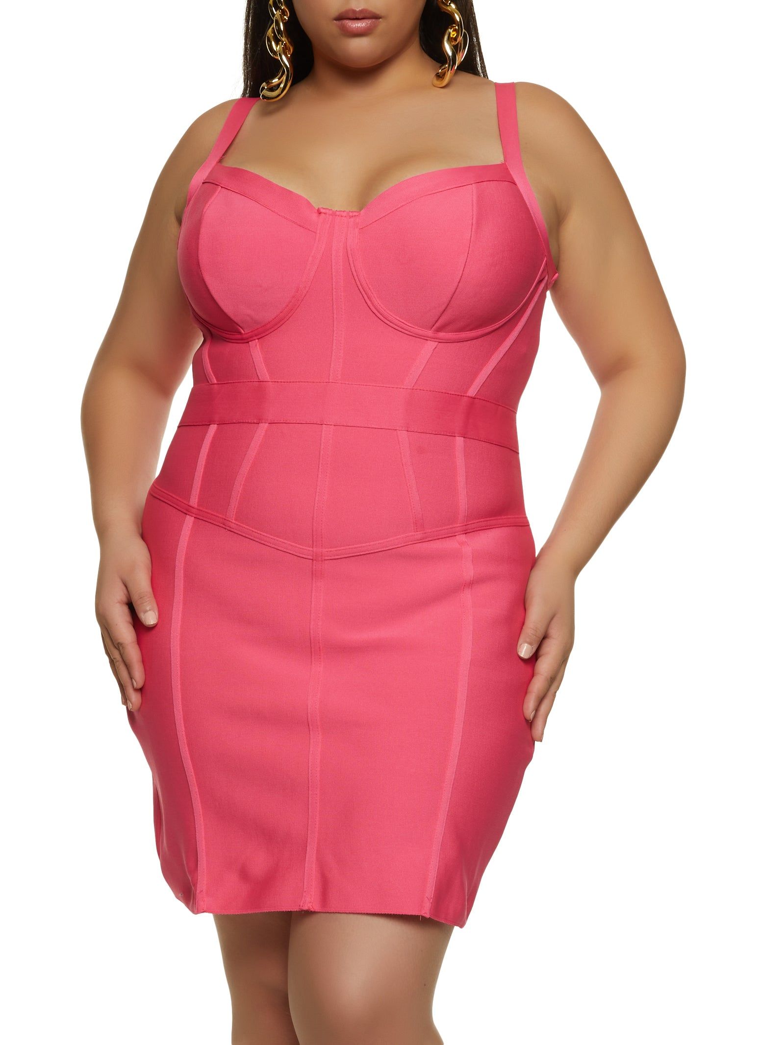 Plus Size Corset Detail Bandage Dress sold by Rainbow