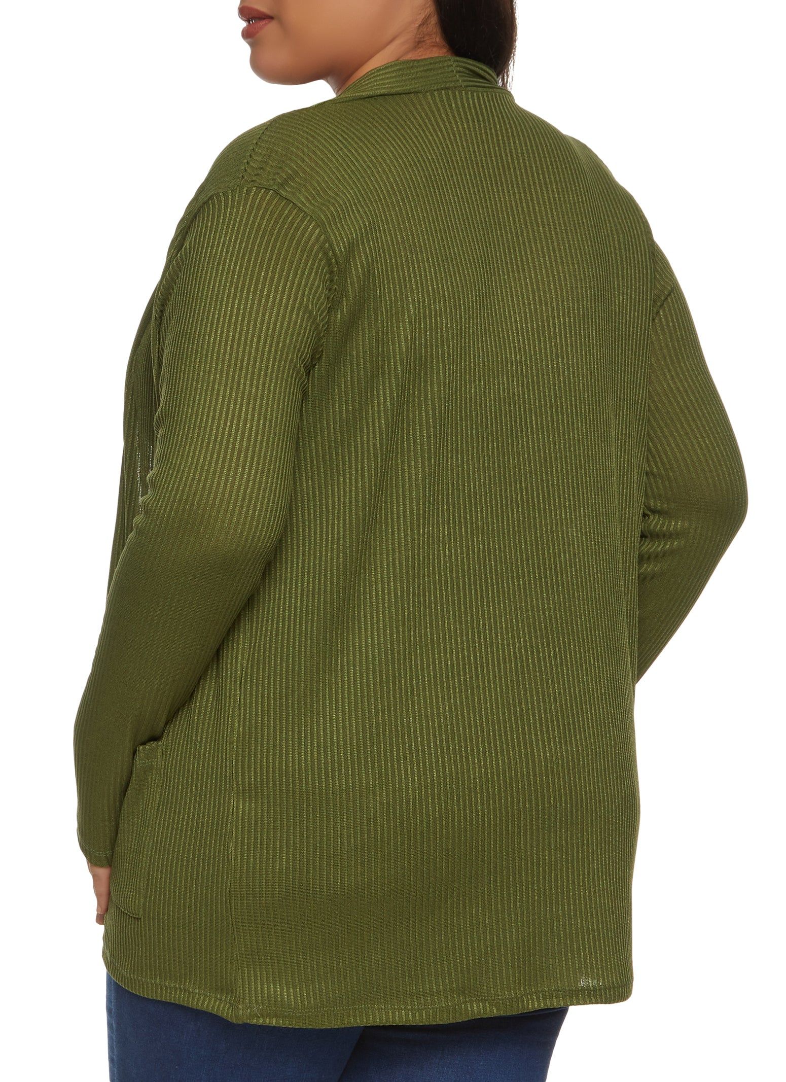 Plus Size Ribbed Knit Pocket Cardigan sold by Rainbow product image thumbnail 2
