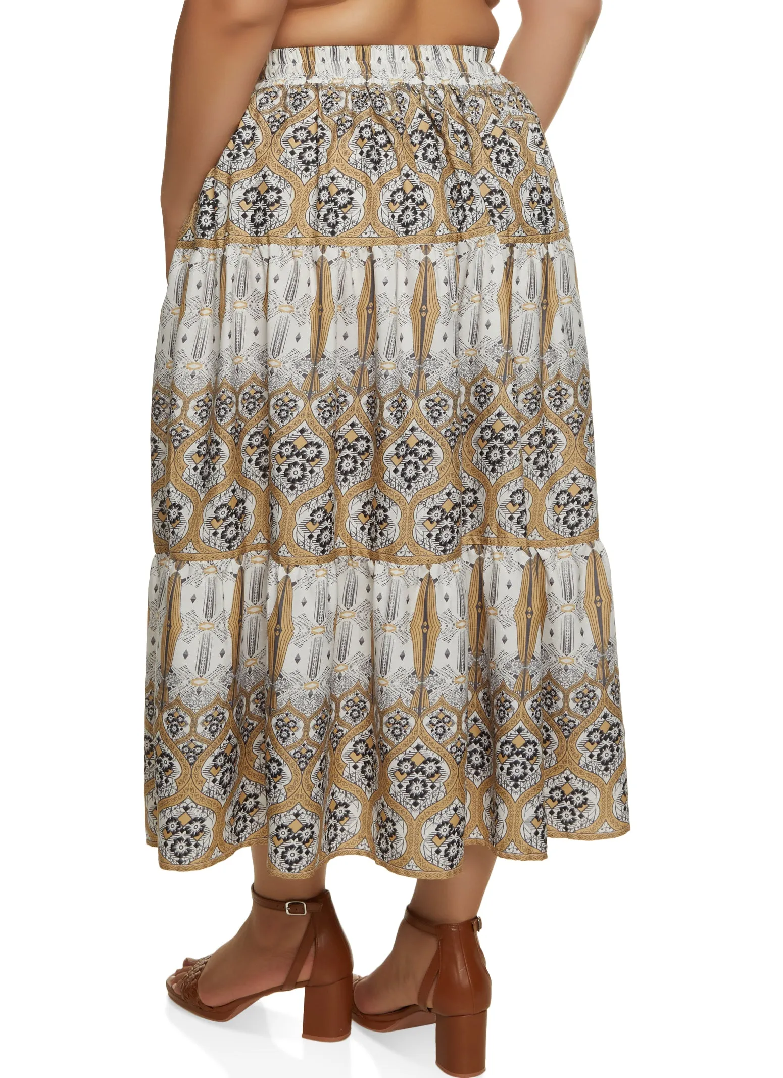 Plus Size Printed Tiered Maxi Skirt sold by Rainbow product image thumbnail 2