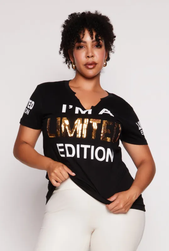 Plus Size Im A Limited Edition Sequin Graphic Tee sold by Rainbow
