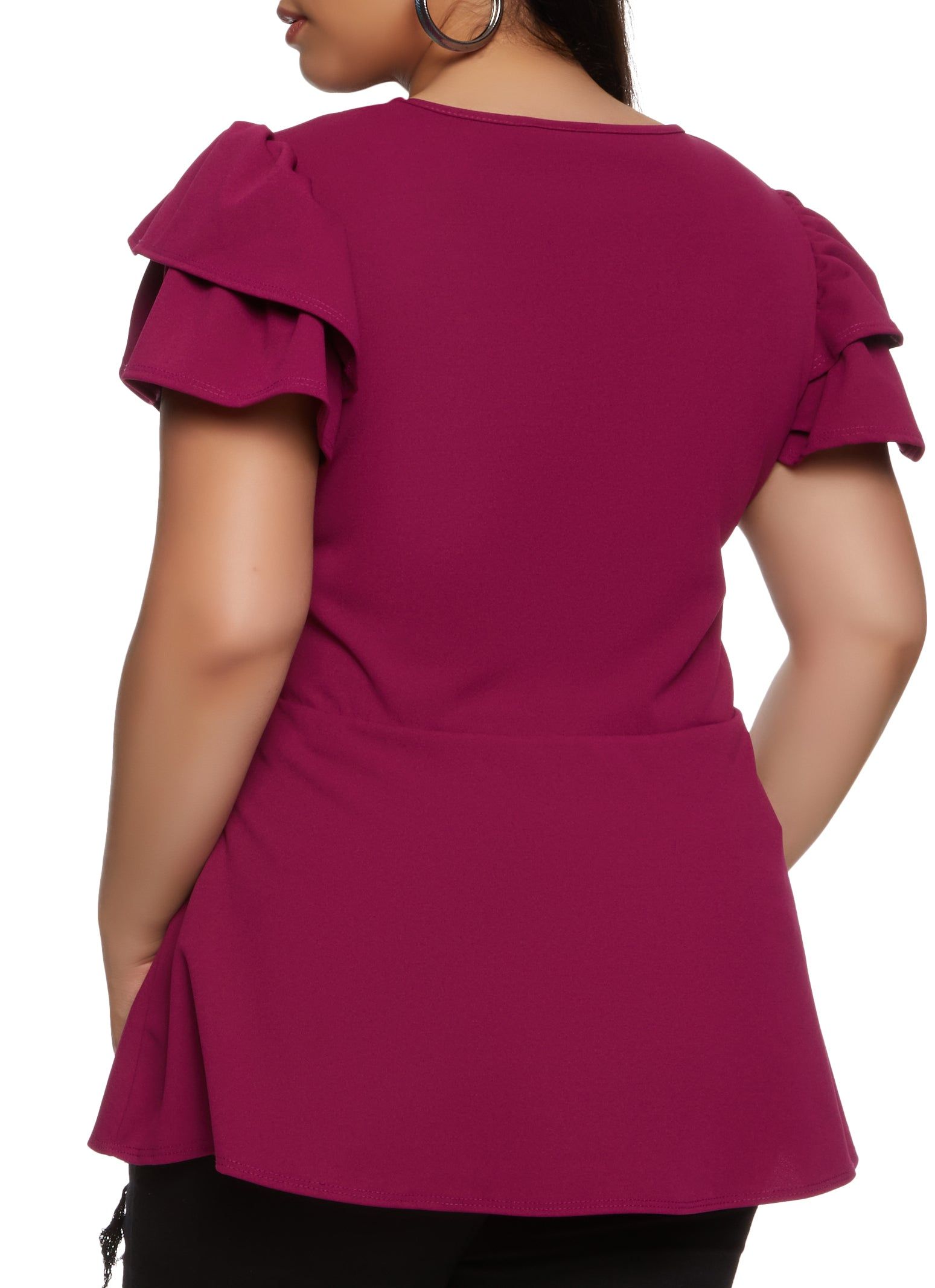 Plus Size Tiered Sleeve Ruffled Peplum Top sold by Rainbow product image thumbnail 2