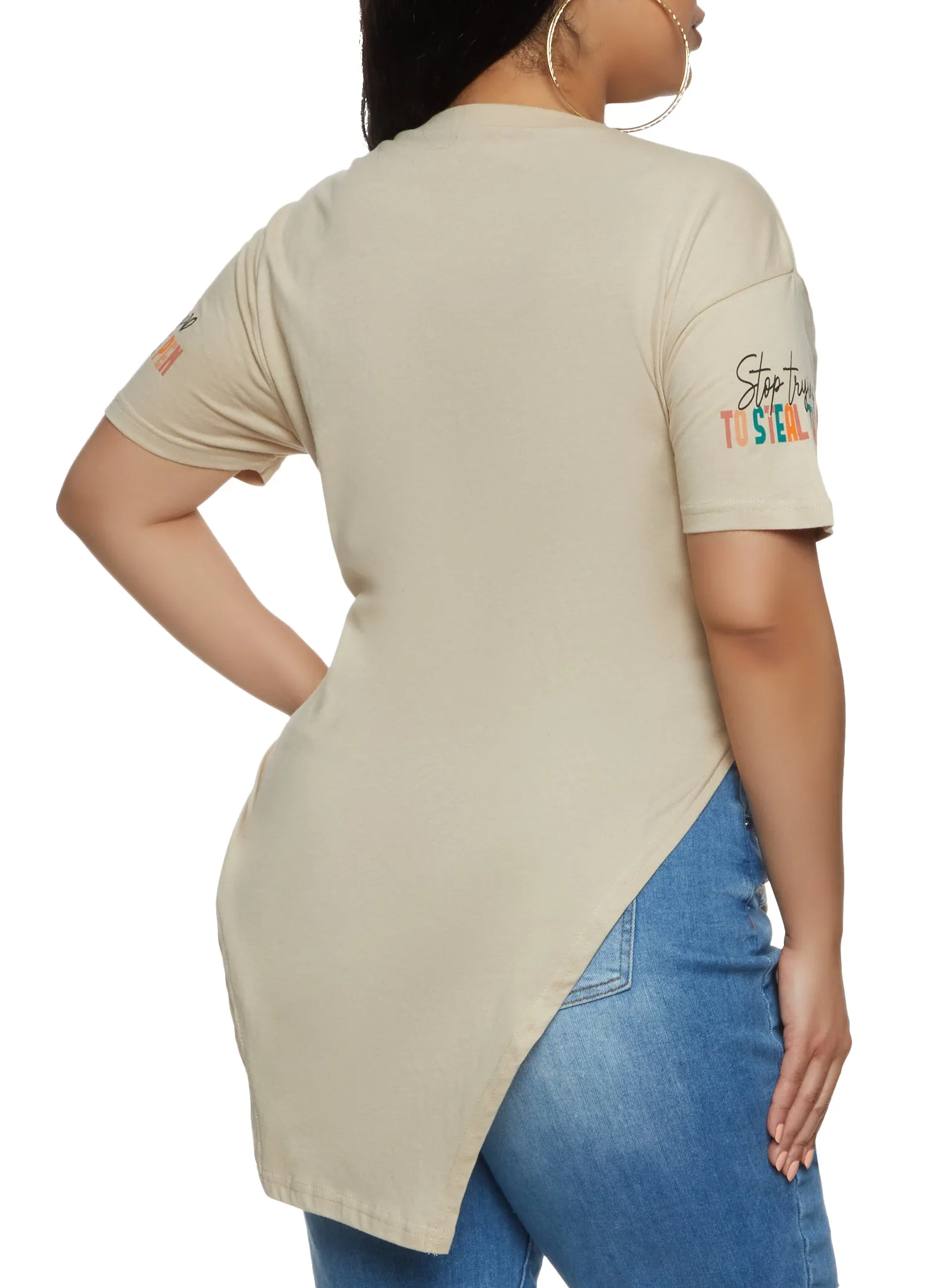 Plus Size God Still Writing Your Story Knot Front Tee sold by Rainbow product image thumbnail 2