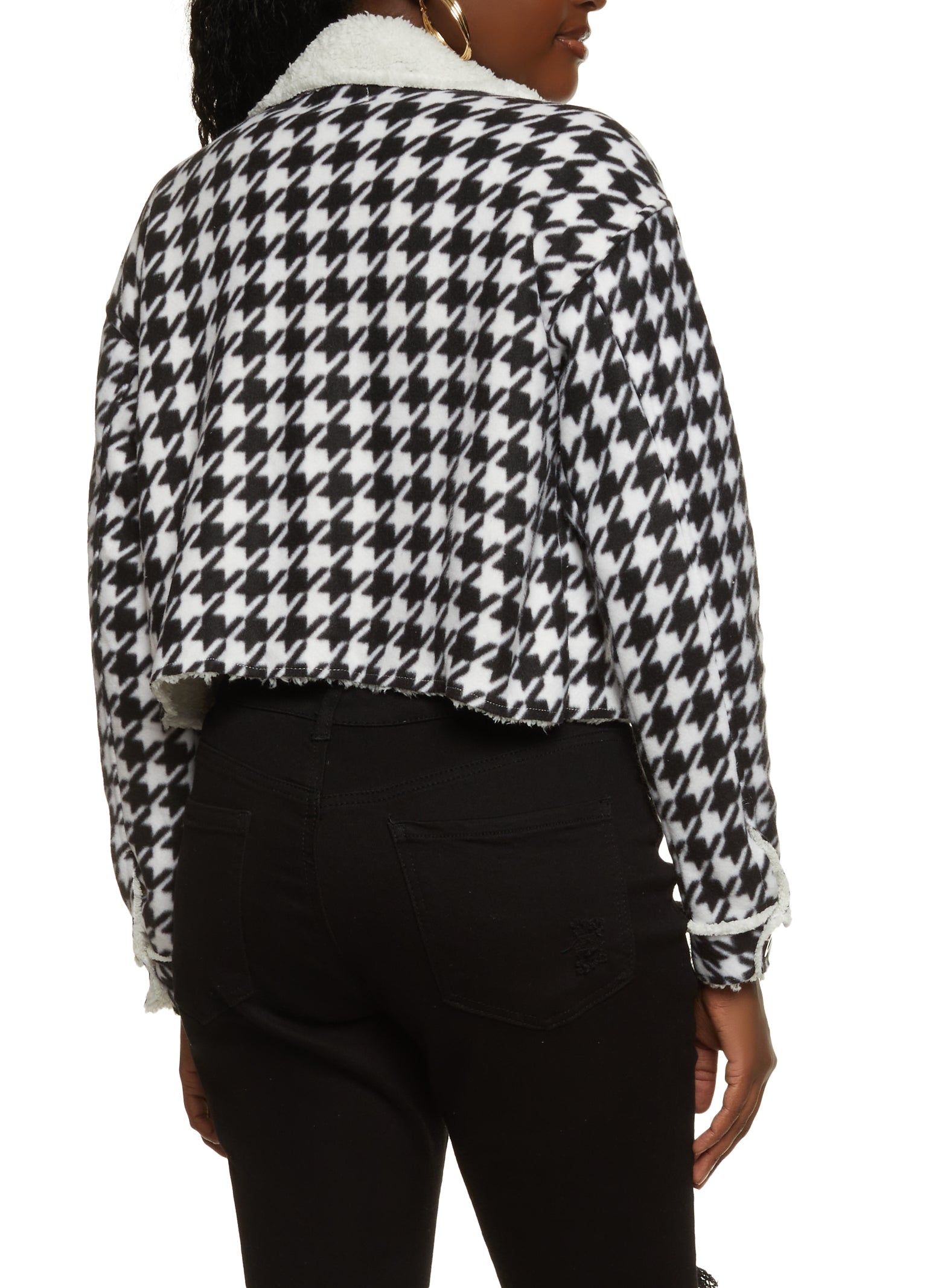 Houndstooth Sherpa Lined Cropped Jacket sold by Rainbow product image thumbnail 3