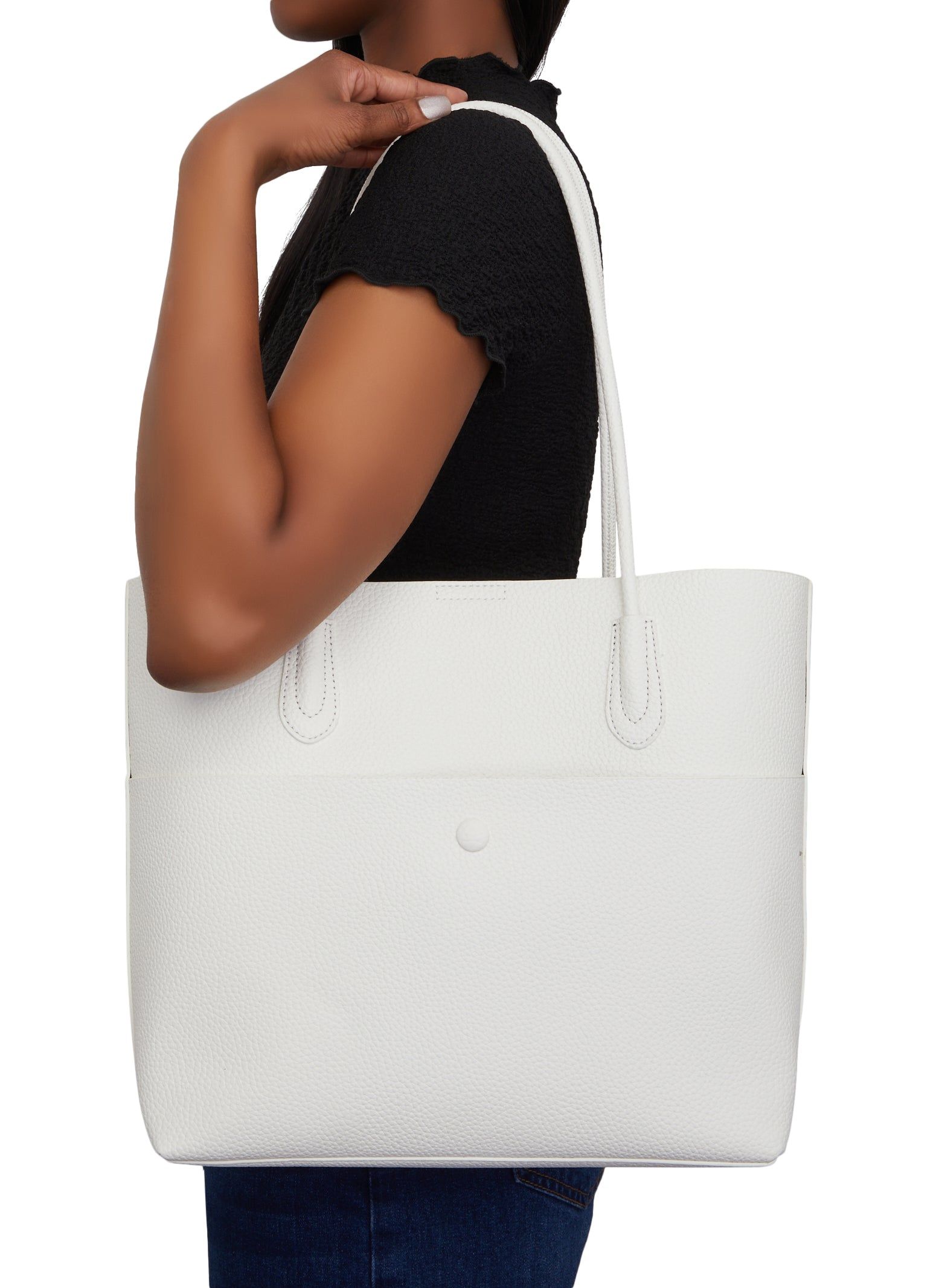 Faux Leather Tote Bag and Pouch Set sold by Rainbow