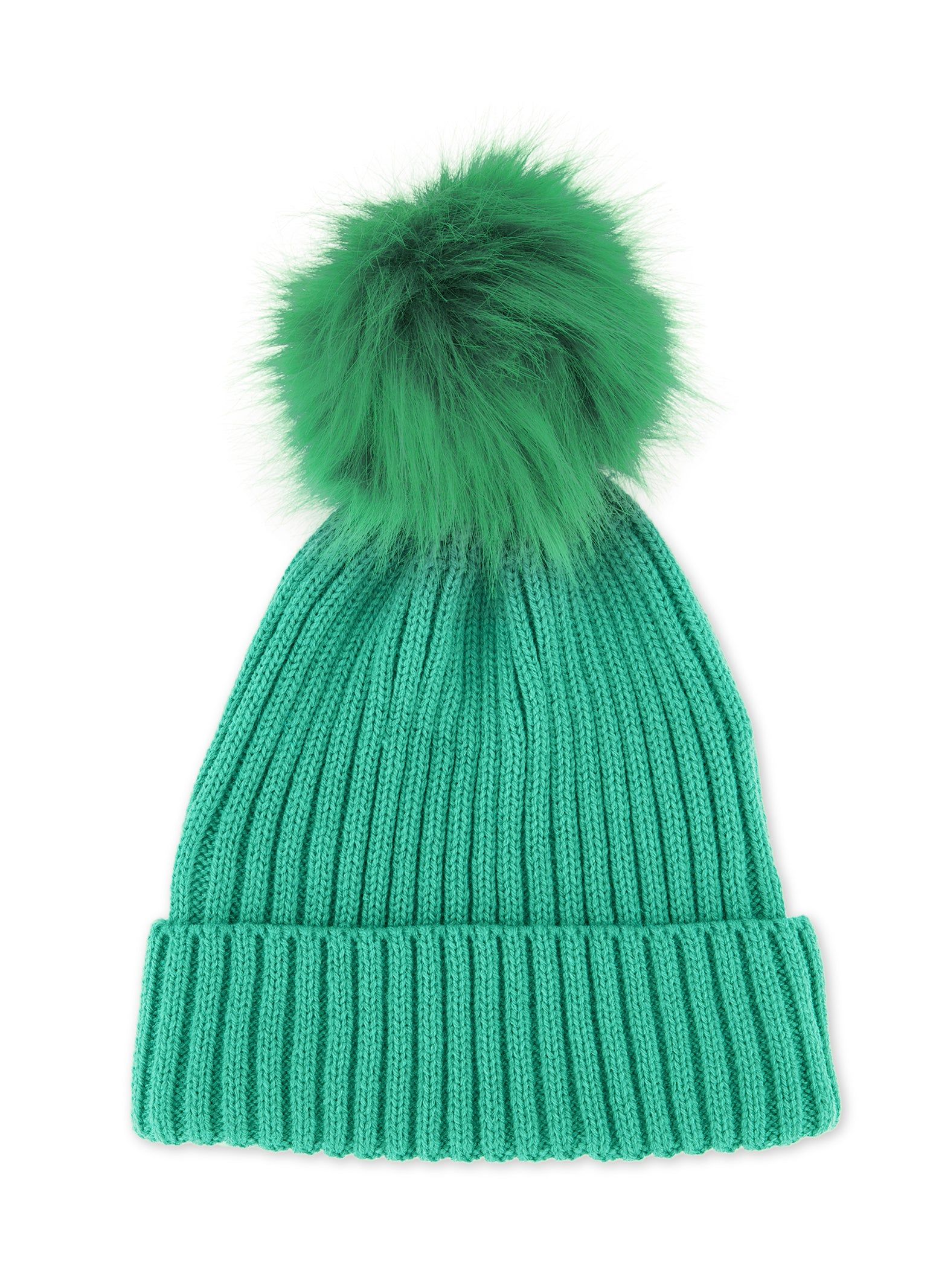 Rib Knit Faux Fur Pom Pom Beanie sold by Rainbow product image thumbnail 2
