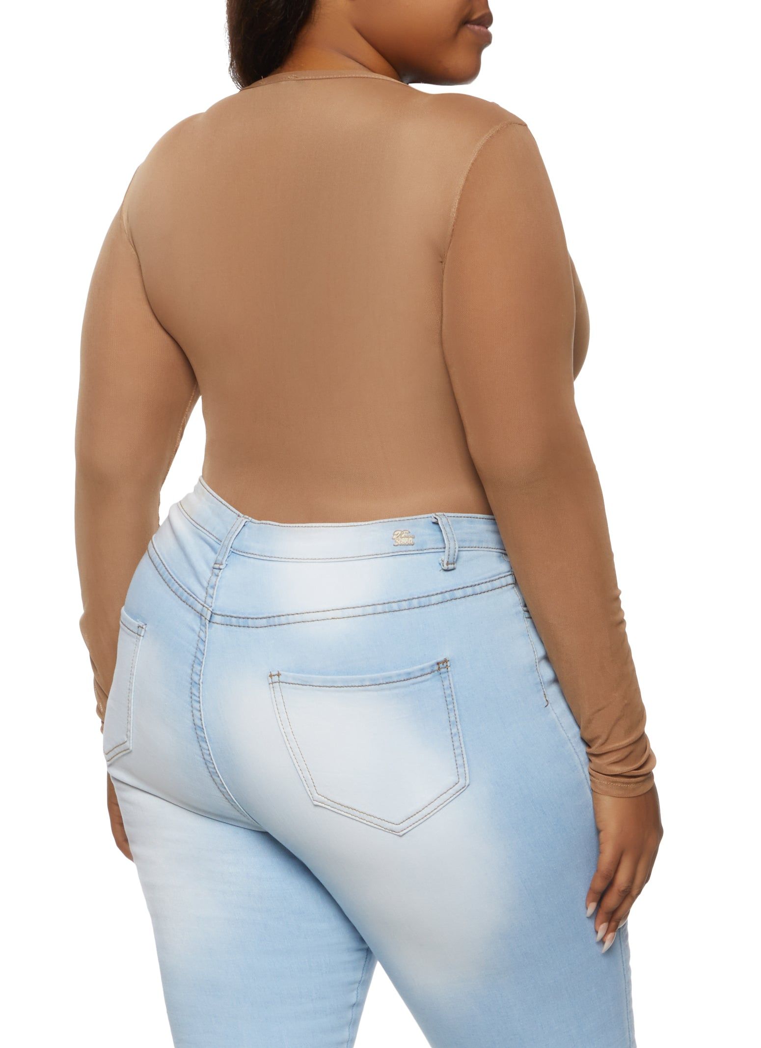 Plus Size V Neck Mesh Bodysuit sold by Rainbow product image thumbnail 3