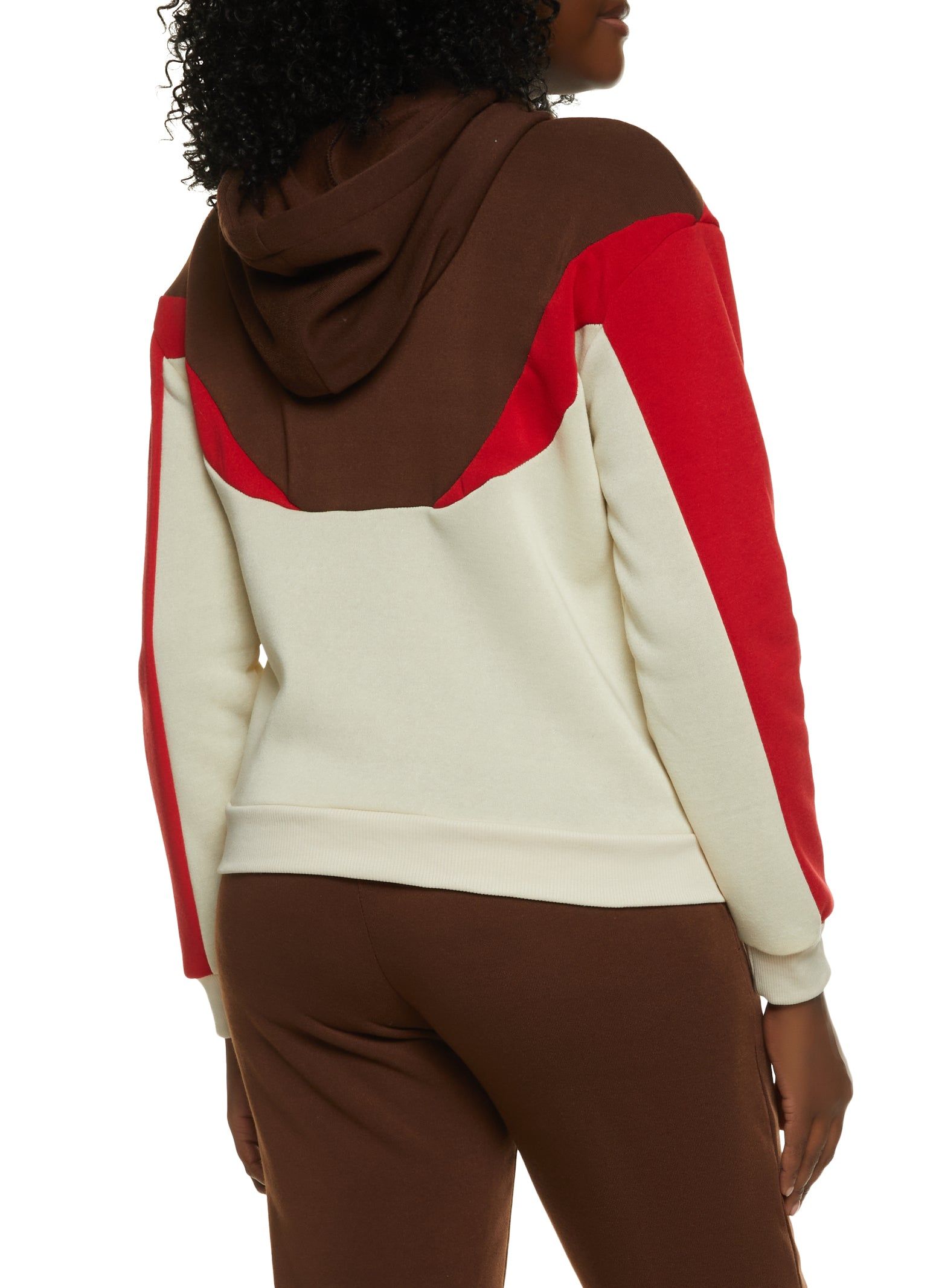 Fleece Color Block Zip Front Hoodie sold by Rainbow product image thumbnail 3