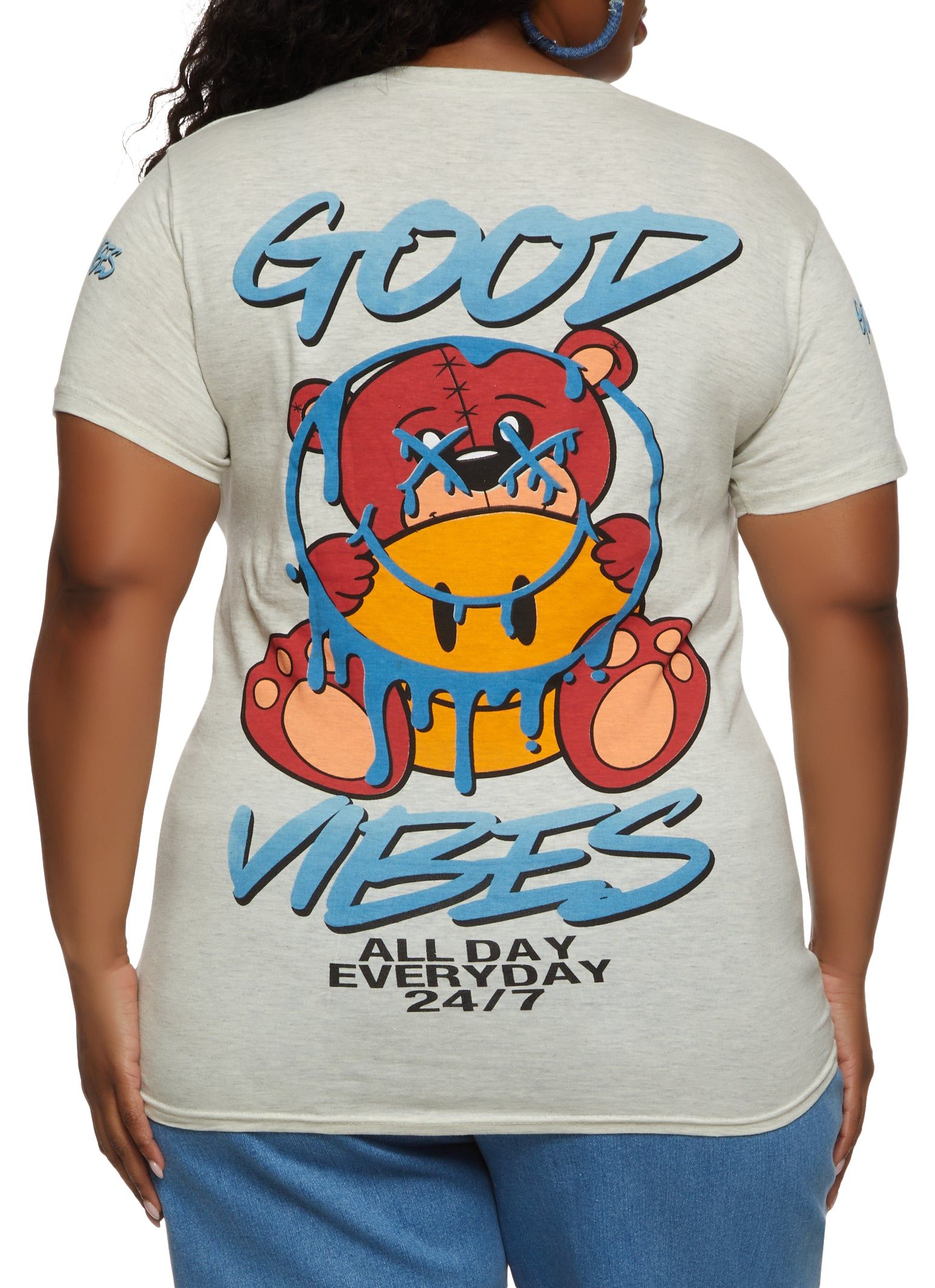 Plus Size Good Vibes Bear Graphic Tee sold by Rainbow product image thumbnail 2