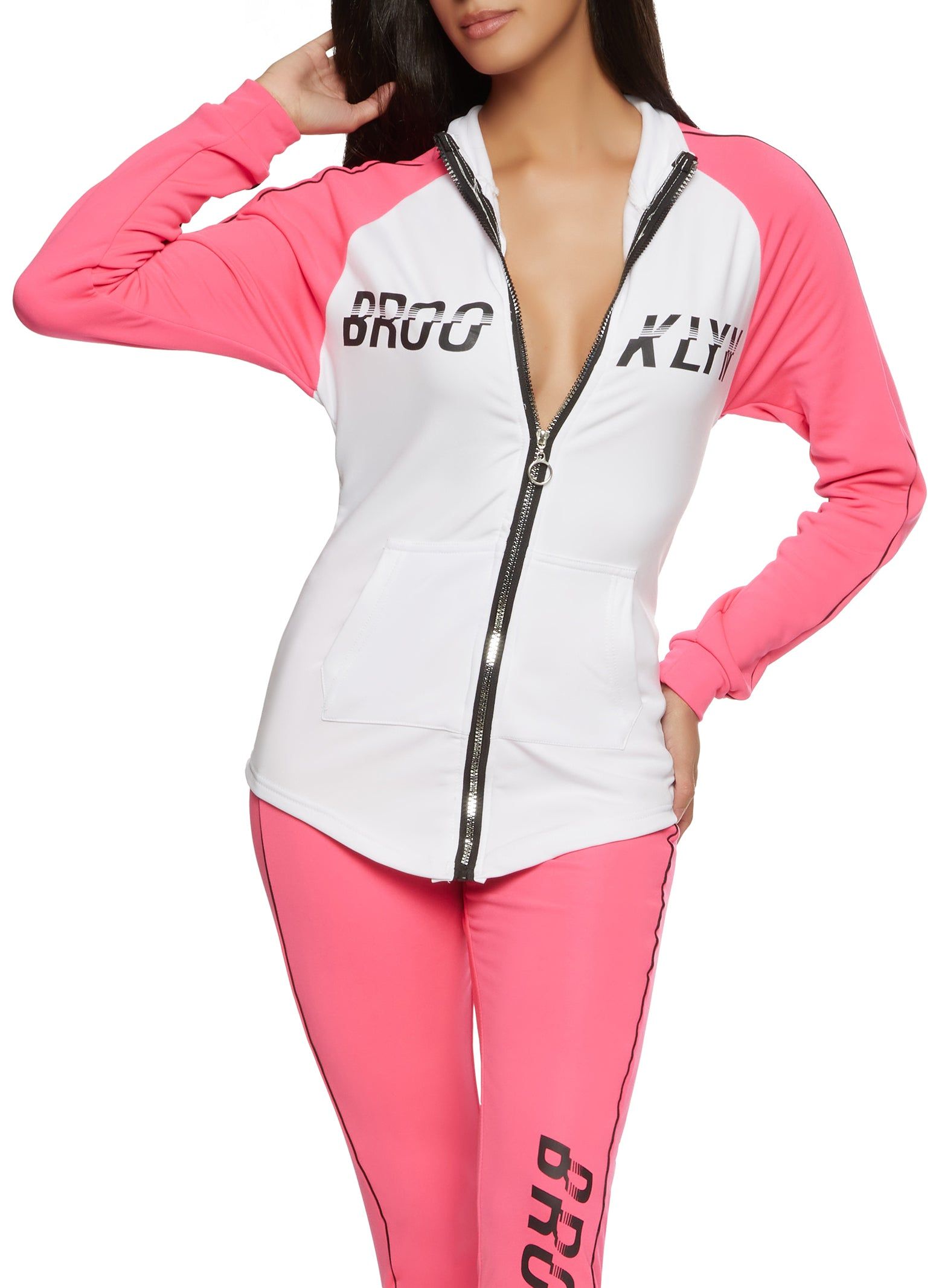 Brooklyn Color Block Zip Front Track Jacket sold by Rainbow