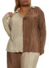 Plus Size Plisse Color Block Button Front Shirt sold by Rainbow