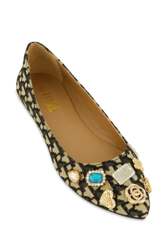 Rhinestone Embellished Pointed Toe Flats sold by Rainbow