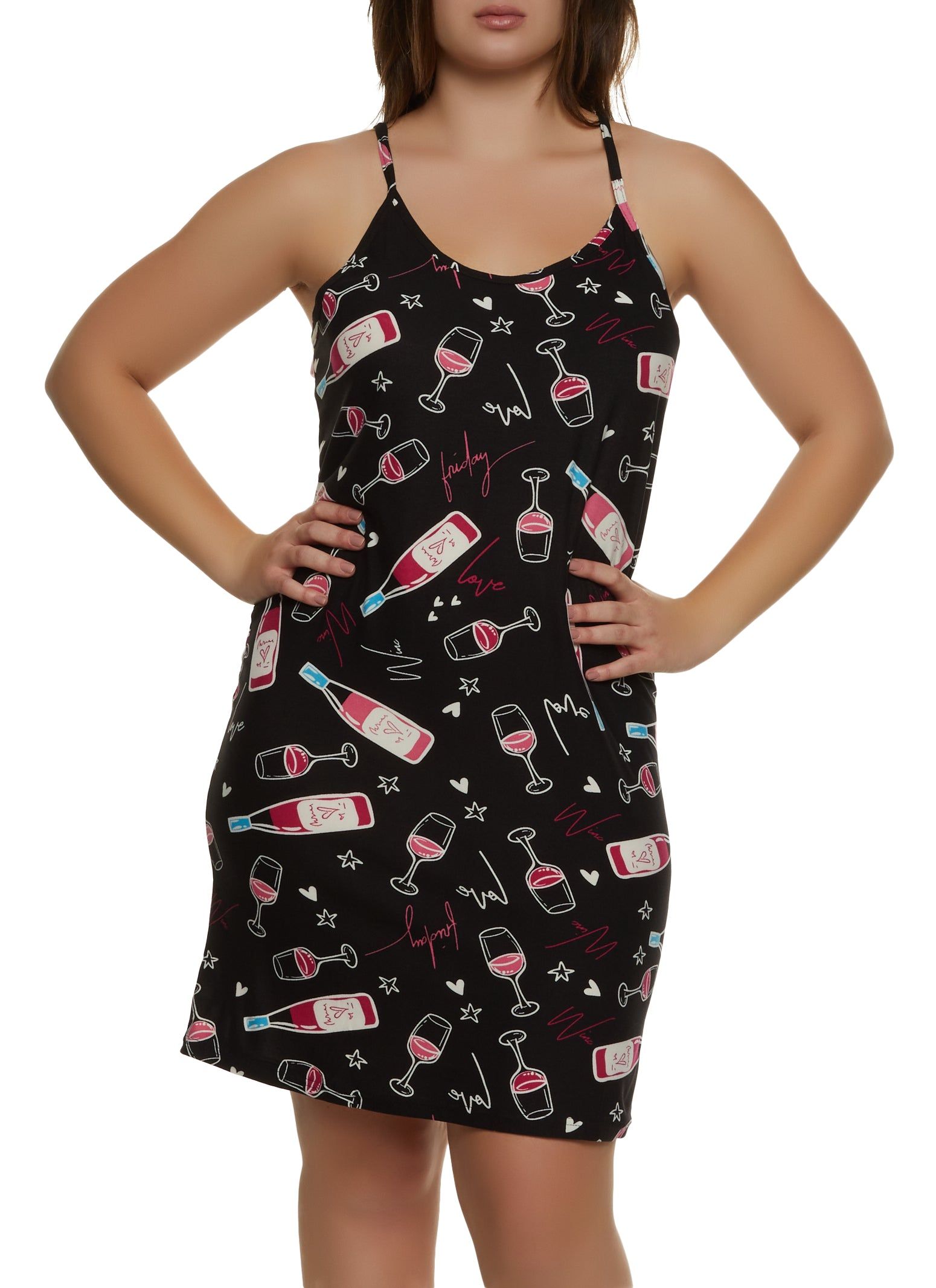 Plus Size Wine Graphic Nightgown with Robe sold by Rainbow product image thumbnail 3