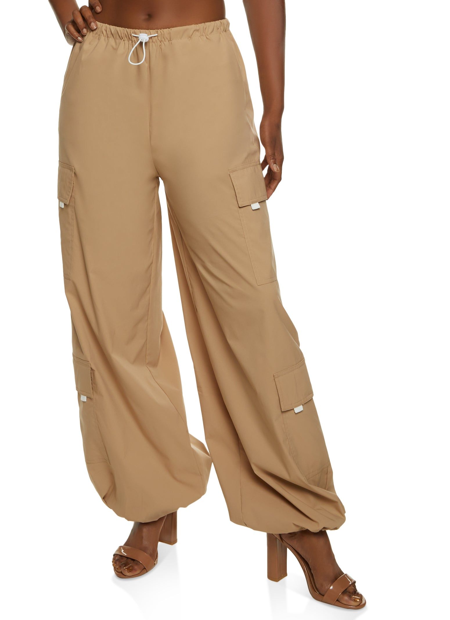 Toggle Drawstring Waist Parachute Pants sold by Rainbow