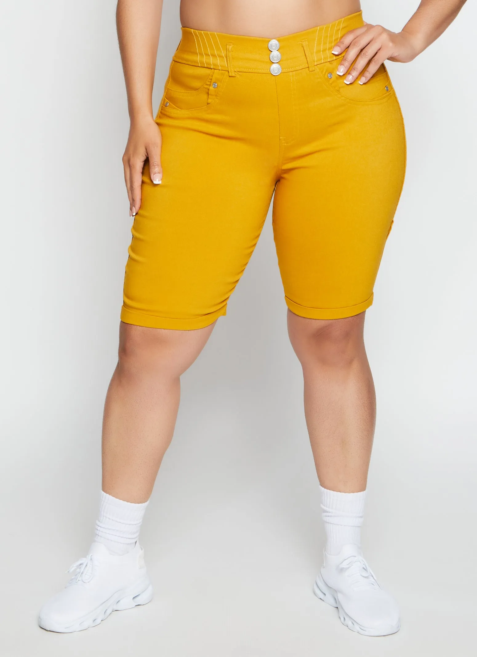 Plus Size Three Faux Button Bermuda Shorts sold by Rainbow product image thumbnail 2