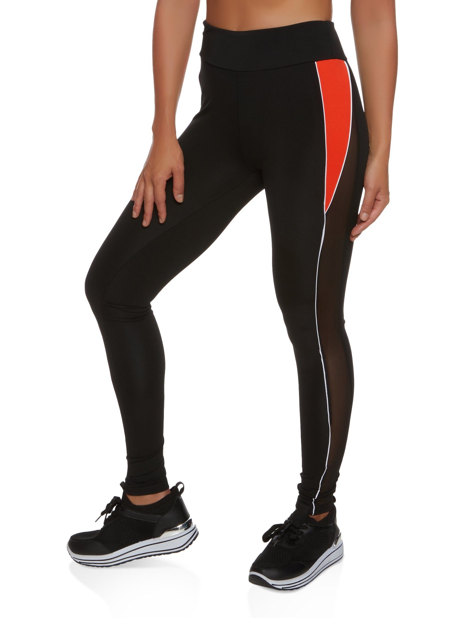 Contrast Piping Mesh Detail Leggings sold by Rainbow