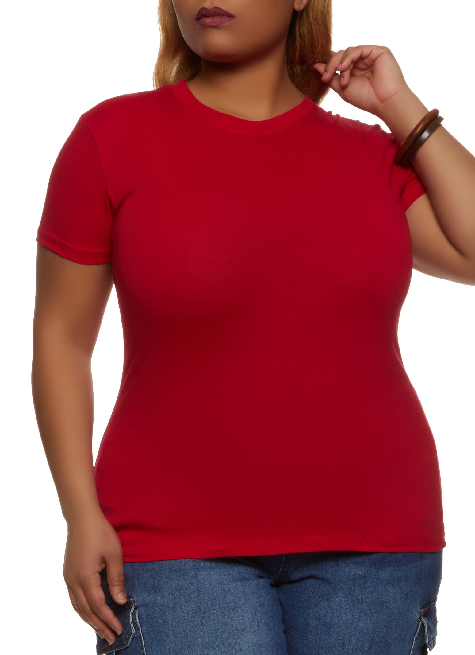 Plus Size Short Sleeve Crew Neck Tee sold by Rainbow