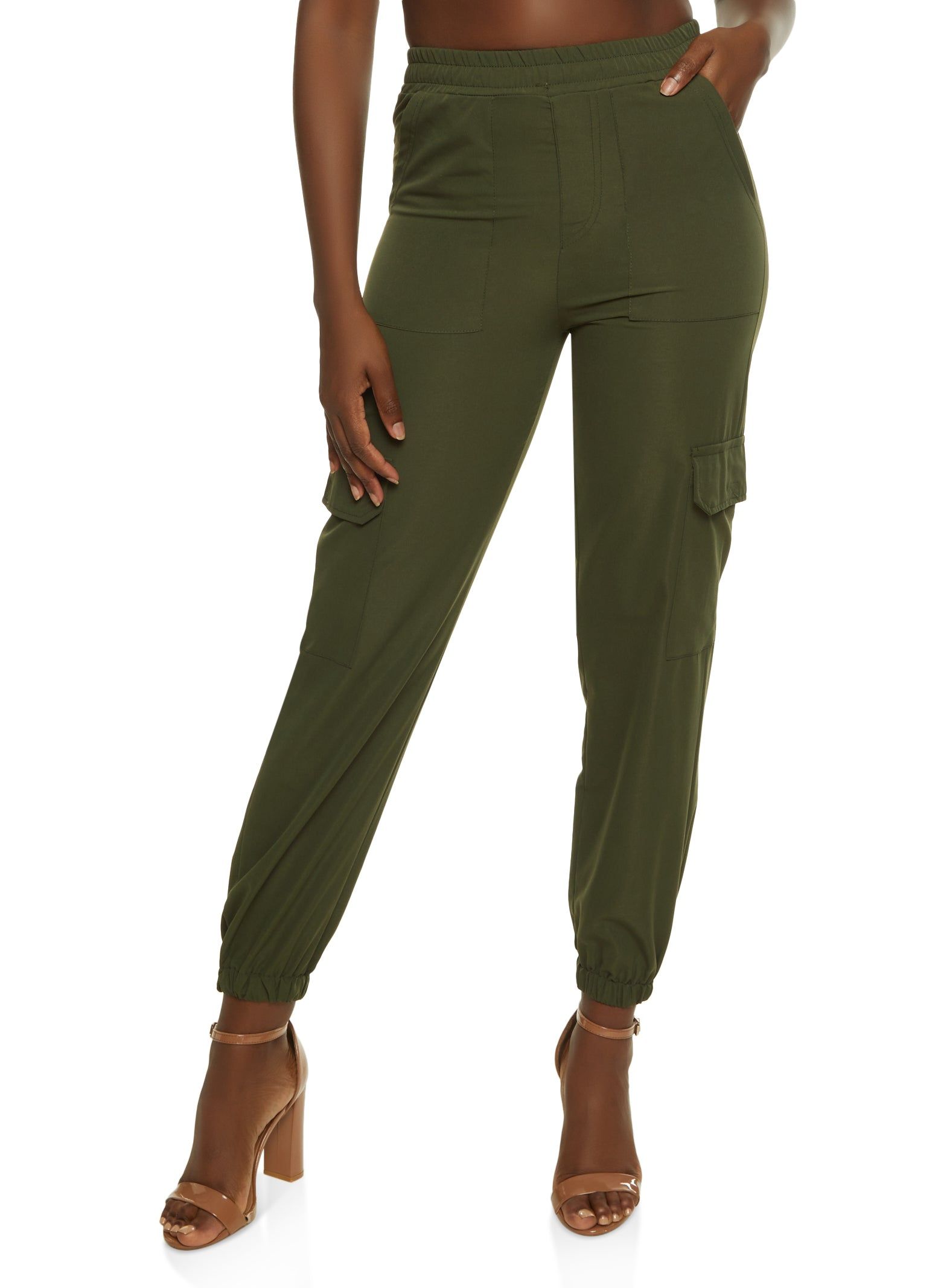 Poplin High Waist Cargo Joggers sold by Rainbow