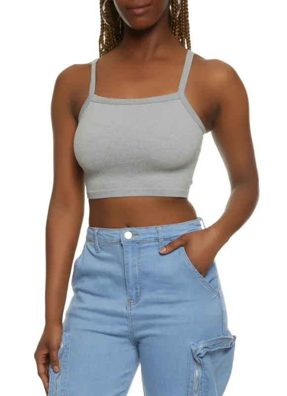 Ribbed Knit Seamless Cropped Cami sold by Rainbow