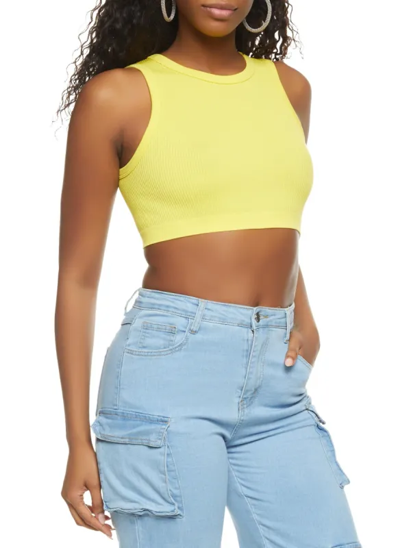 Ribbed High Neck Seamless Tank Top sold by Rainbow