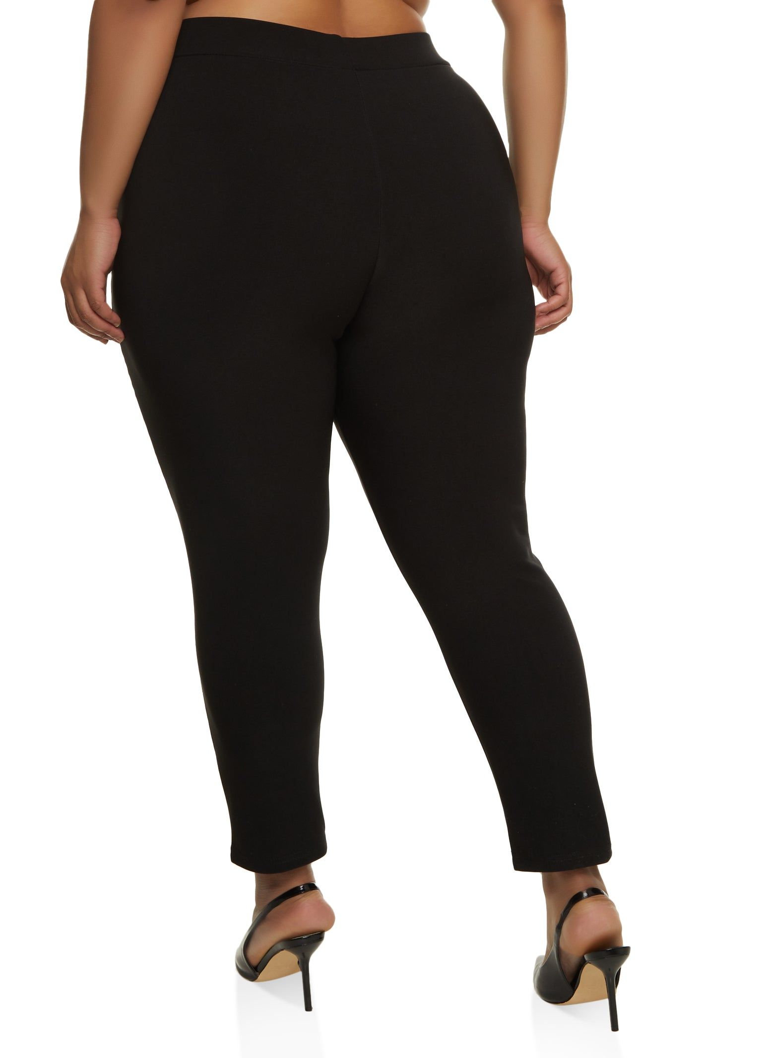 Plus Size High Waist Faux Leather Detail Scuba Pants sold by Rainbow product image thumbnail 2