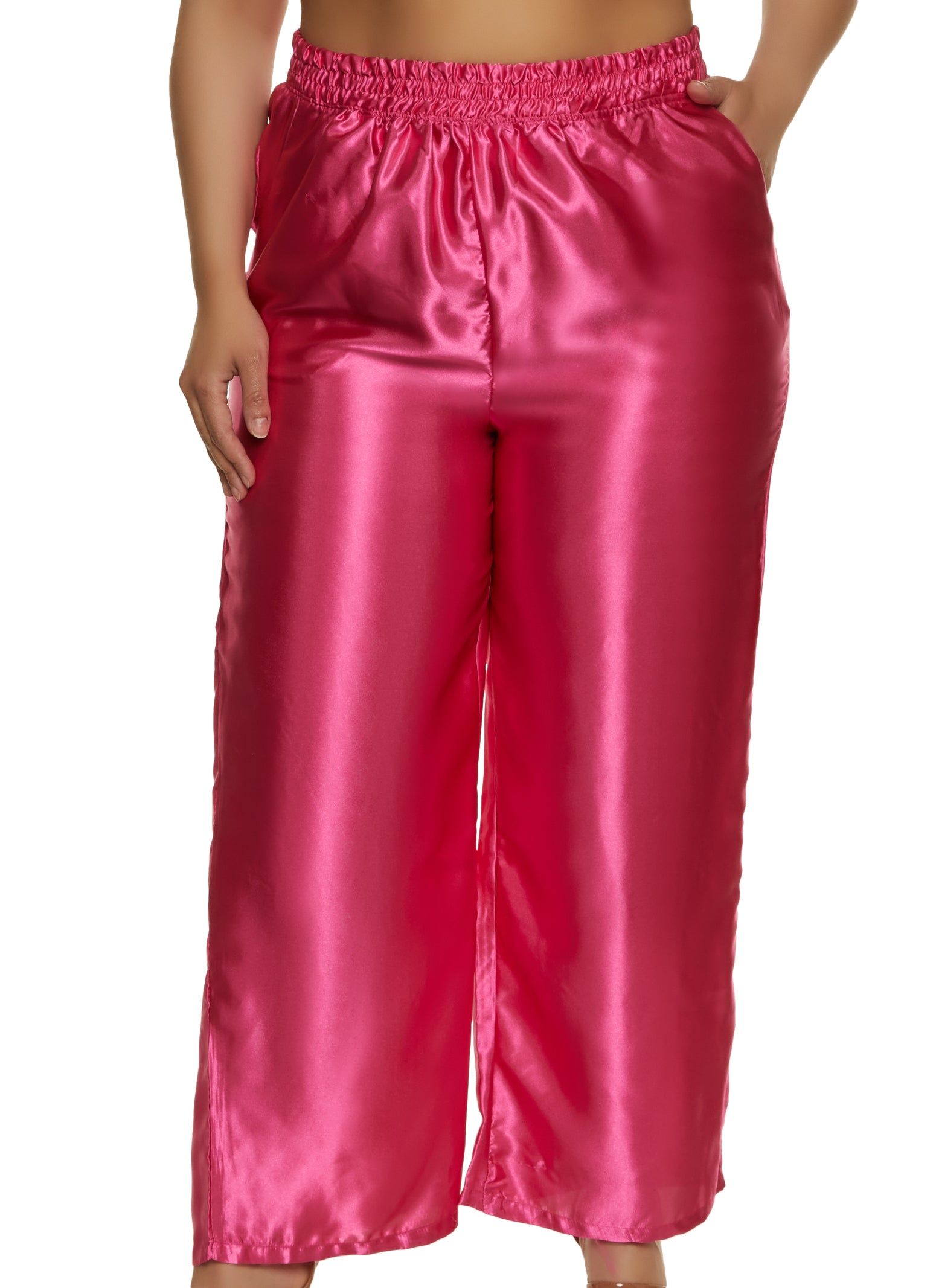 Plus Size Satin Wide Leg Pull On Pants sold by Rainbow