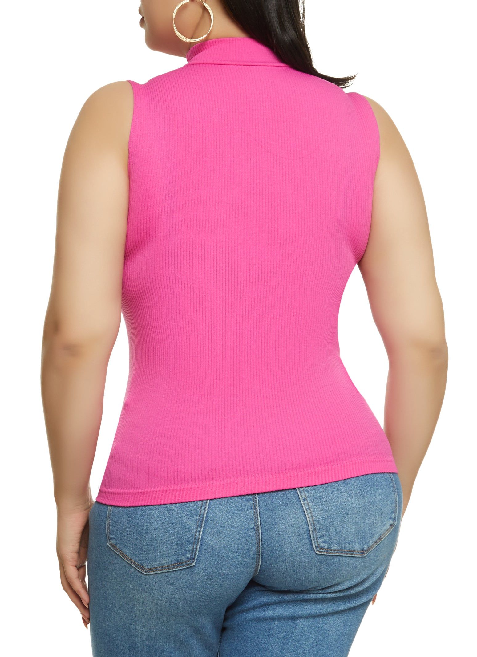 Plus Size Seamless Ribbed Knit Mock Neck Tank Top sold by Rainbow product image thumbnail 2