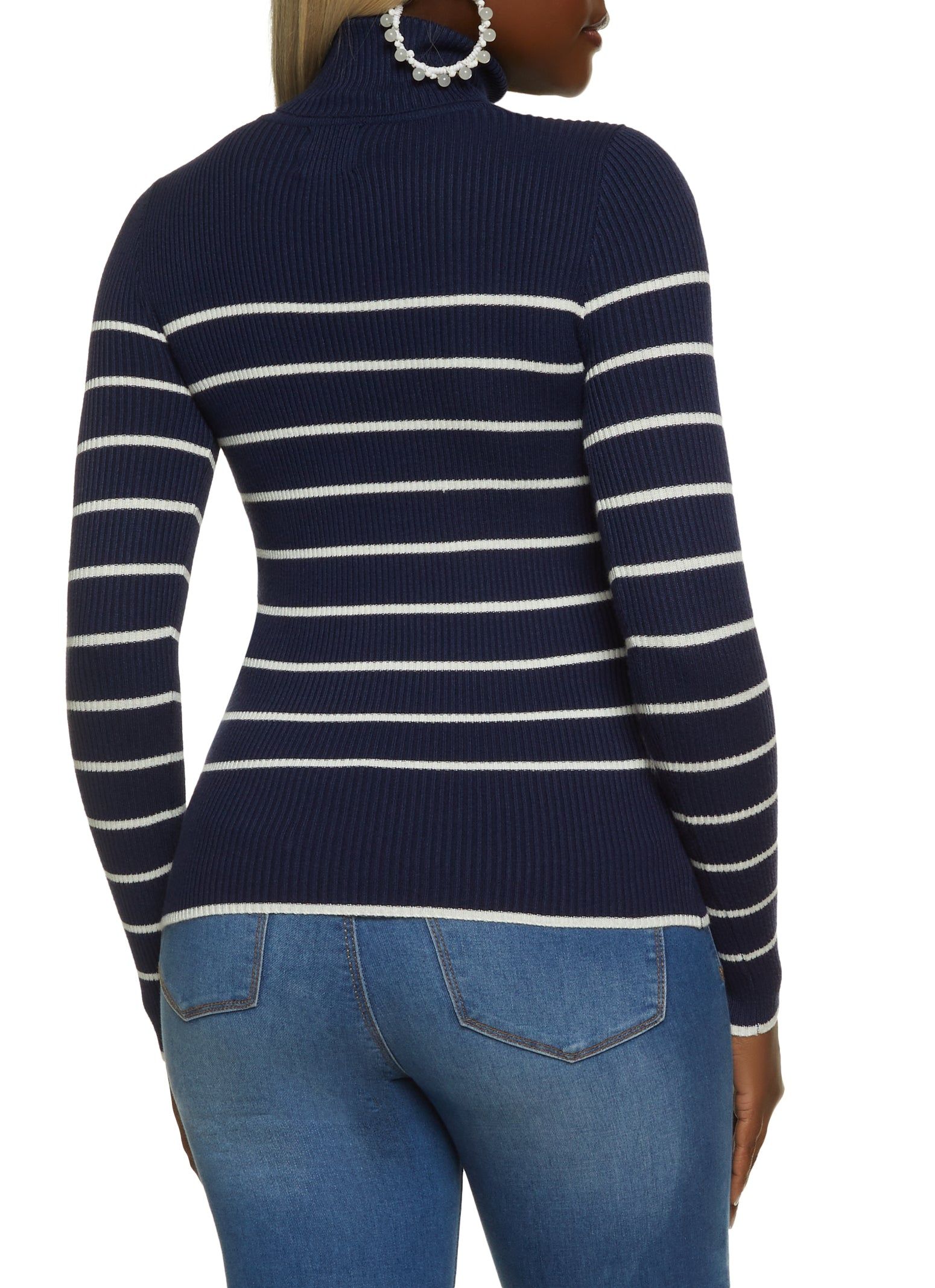 Striped Rib Knit Turtleneck Top sold by Rainbow product image thumbnail 2