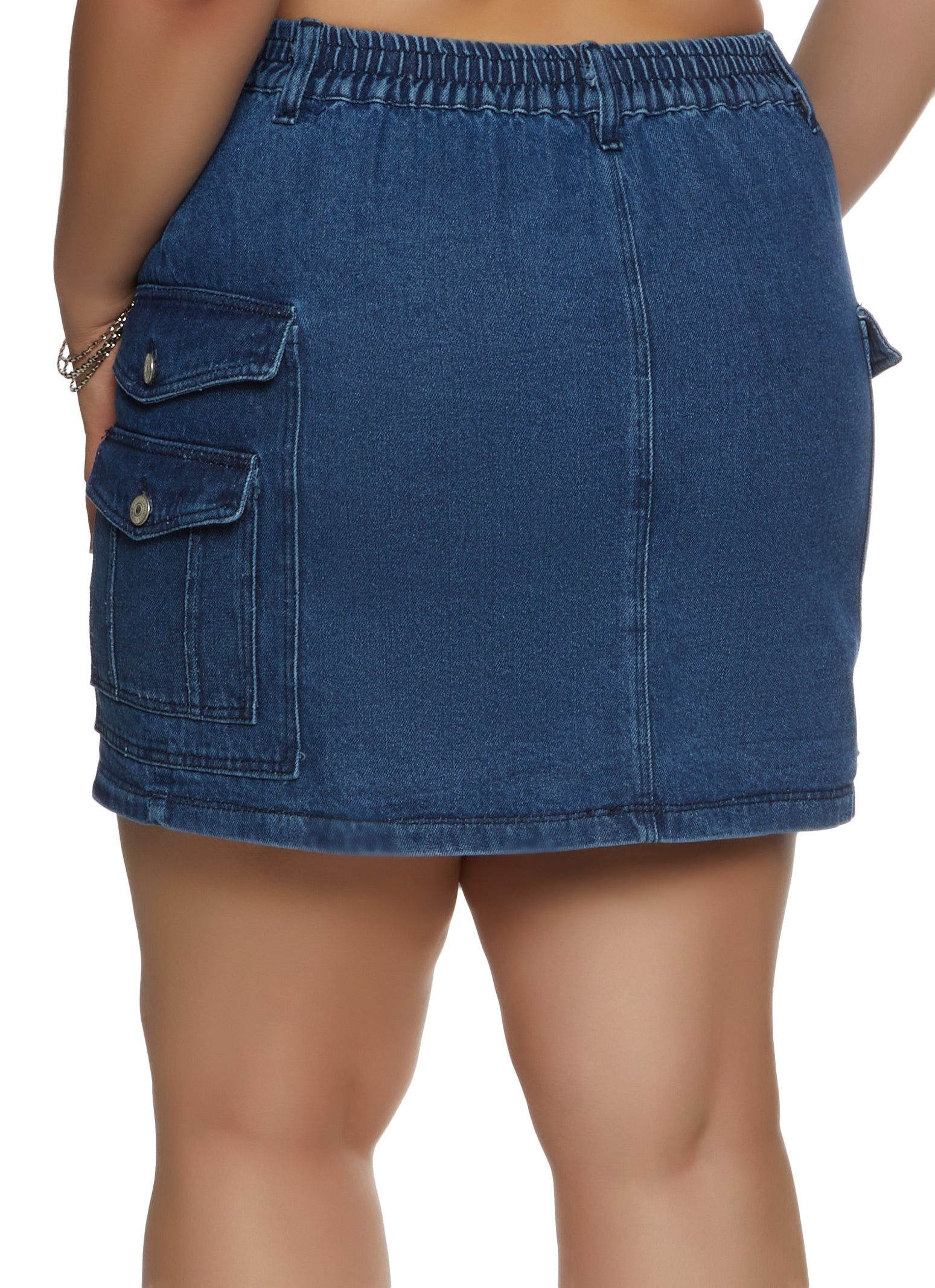 Plus Size Denim Cargo Mini Skirt sold by Rainbow product image thumbnail 2