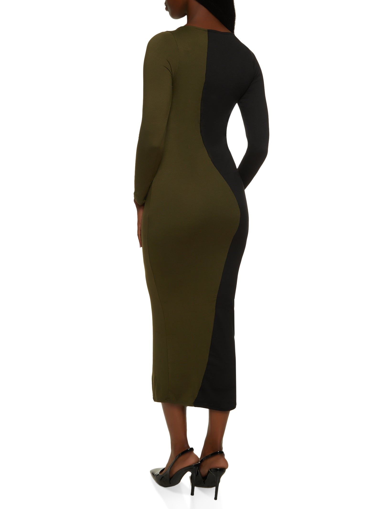 Color Block Scoop Neck Maxi Dress sold by Rainbow product image thumbnail 3