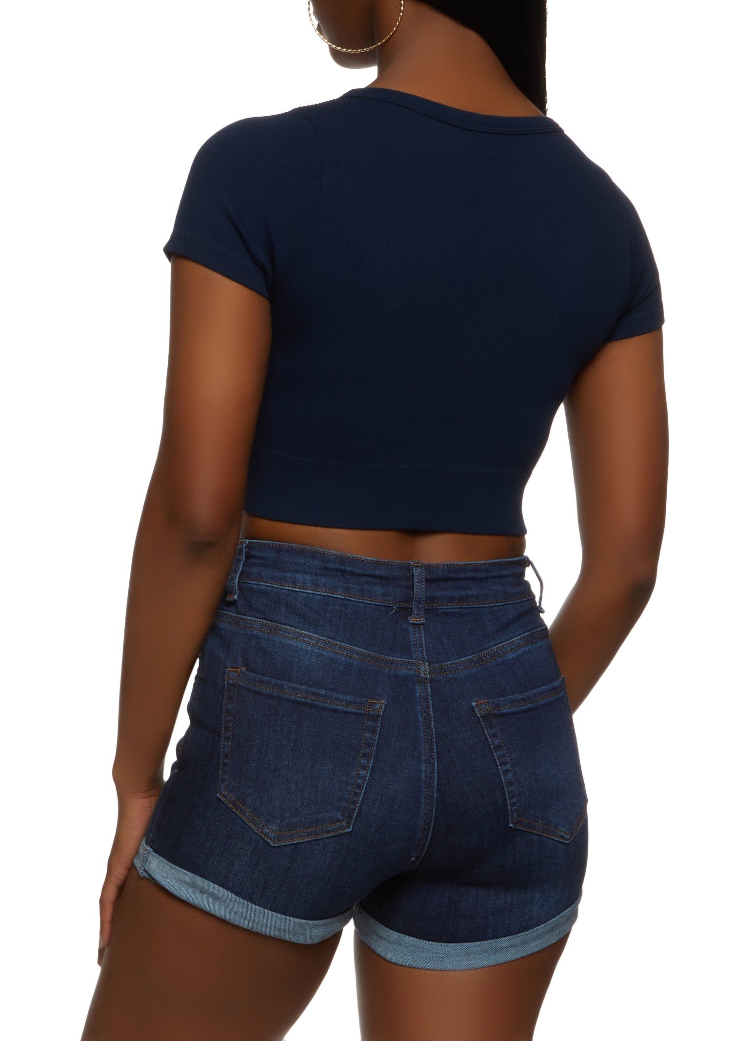 Seamless Ribbed V Neck Crop Top sold by Rainbow product image thumbnail 2