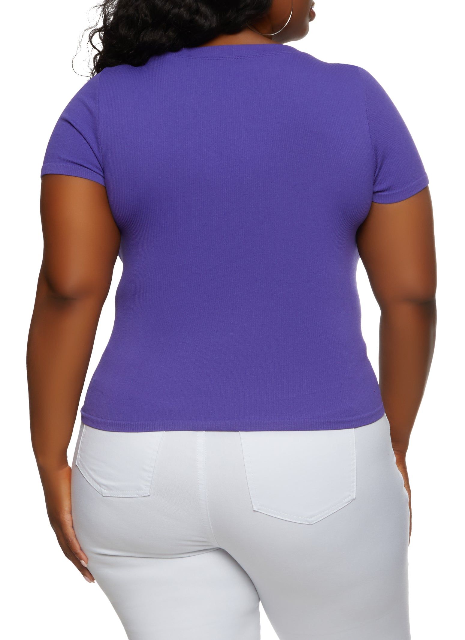Plus Size Ribbed Crew Neck T Shirt sold by Rainbow product image thumbnail 2
