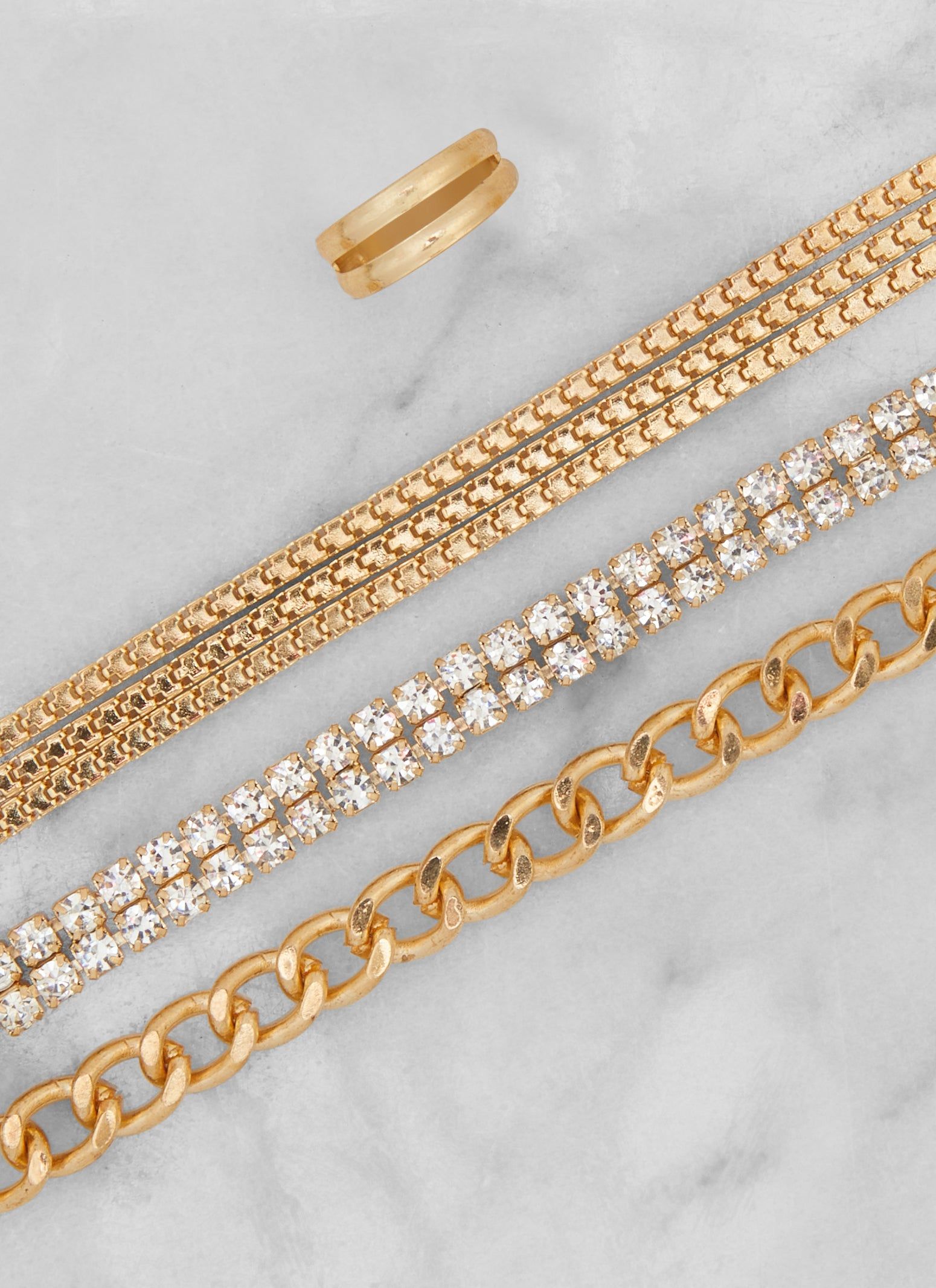 Chain Rhinestone Anklet Trio with Toe Ring sold by Rainbow product image thumbnail 2