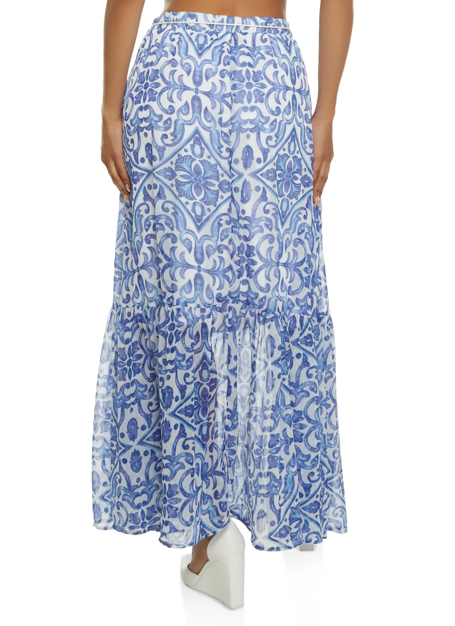 Printed Chiffon Tiered Maxi Skirt sold by Rainbow product image thumbnail 2